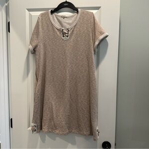 Cotton Bleu Chic Tan Lace-Up Dress